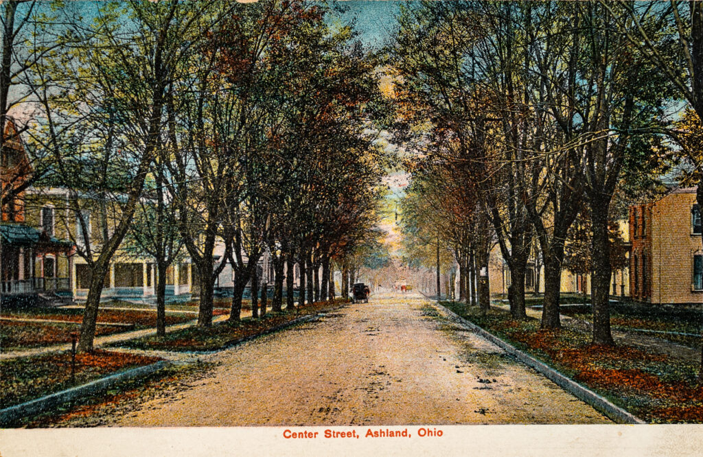 Historical Ohio Postcards: Center Street, Ashland, Ohio