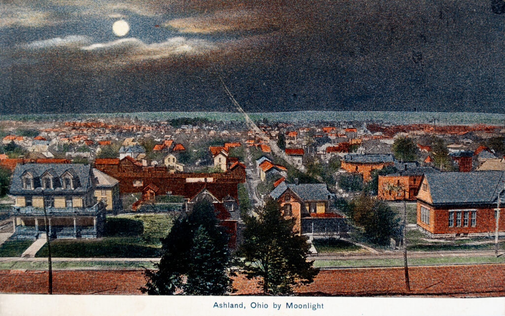 Historical Ohio Postcards: Ashland, Ohio, by Moonlight